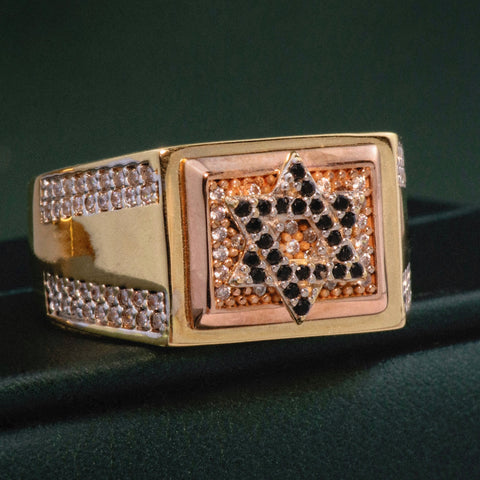 Anillo Estrella Circones Blancos Negros Oro amarillo y Oro rosa 18k / Talla 11 1/4 / 9,32 Gr *