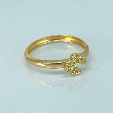 Anillo Arbol Circones Blancos  Oro amarillo / Talla 6 3/4 / 0,91 Gr *