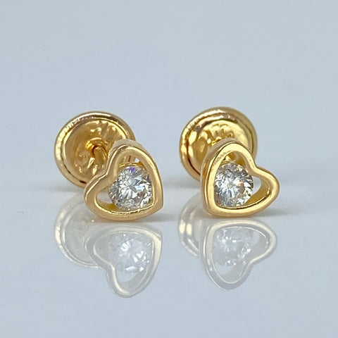Topos Corazon Circon Blanco Oro amarillo 0,94 Gr / 5,3 mm