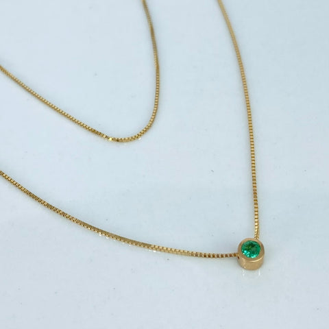 Set Cadena Veneciana + Dije Esmeralda Oro amarillo 18k 1,2 Gr / 0,5 mm / 50 Cm †