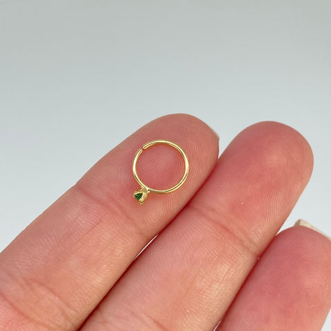 Piercing Aro Circon Verde/ Oro Amarillo 18k (Joya) / 0,24 gr / 9 mm / (Nariz)