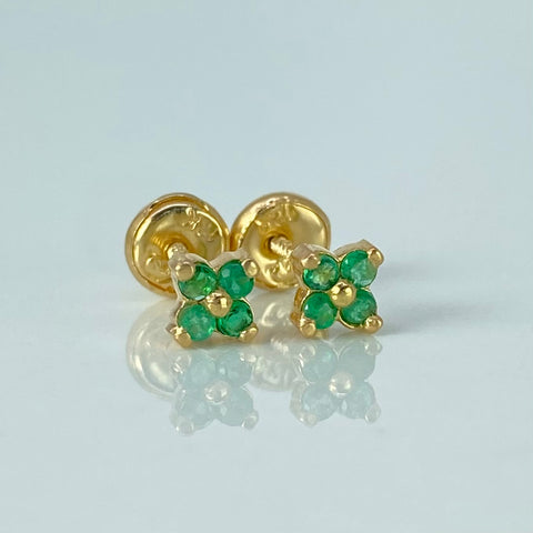 Topos Trebol Esmeraldas 14PTS Oro amarillo 1,1 Gr / 4,3 mm †