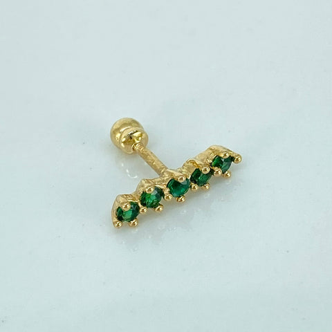 Piercing Estela Circones Verdes / Oro Amarillo 18k (Joya) / 0,62gr / 3.6mm / (Oreja) *