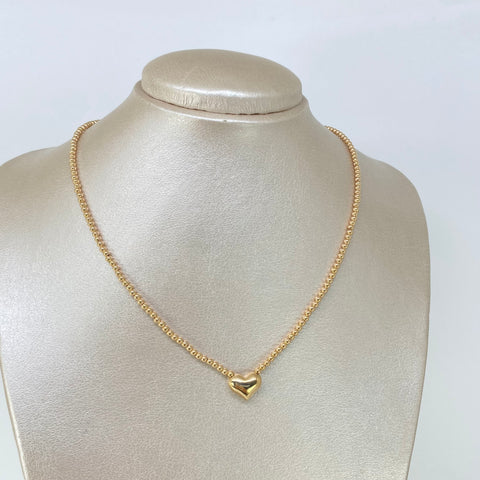 Cadena ● Bolas Lisas ESP Corazon Oro amarillo 18k +3 / 3,5 Gr / 2,5 mm / 45 Cm *