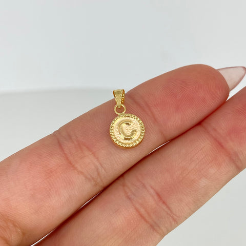 Dije Letra C Diamantada Oro amarillo 18k 0,41 Gr / 1,5 Cm  *