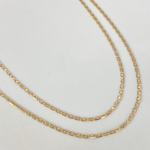Cadena ● Escalera Plana Diamantada Tres oros 18k 1,75 Gr / 1,4 mm / 40 Cm