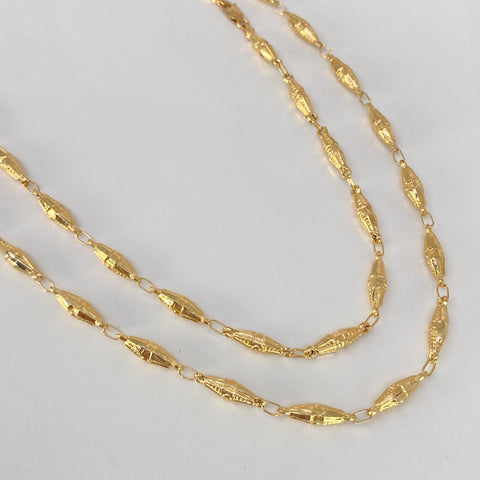 Cadena Eslabones Rombos Tornillos Oro amarillo 18k 8,61 Gr / 4 mm / 60 Cm