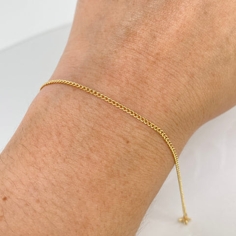 Pulso ● Cubano Oro amarillo 18k +1 / 0,85 Gr / 1,4 mm / 19 Cm *