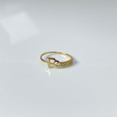 Anillo Fé Circones Blancos Oro amarillo 18k / Talla 7 1/2 / 1,16 Gr