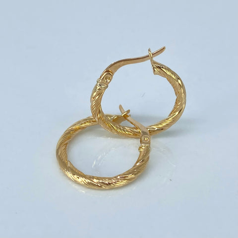 Candongas Entorchadas Lineales Oro amarillo 1,4 Gr / 2 Cm †