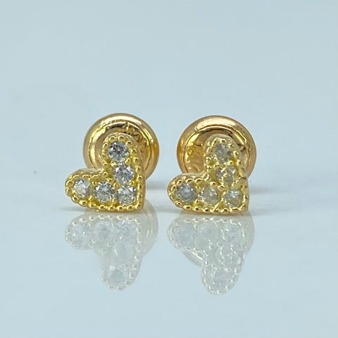 Topos Corazon Circones Blancos Oro amarillo 0,9 Gr / 6 mm †
