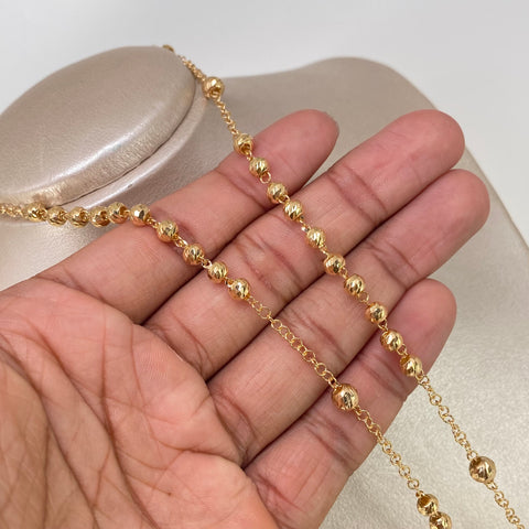Rosario Virgen Milagrosa Bolas Diamantadas 6/5mm Oro amarillo 14,7 Gr / 62 Cm *