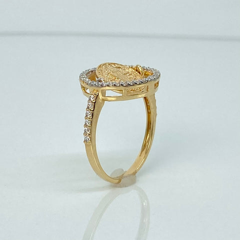 Anillo San Benito Articulable Circones Blancos Oro amarillo y Oro blanco 18k / Talla 7 / 3,42 Gr *