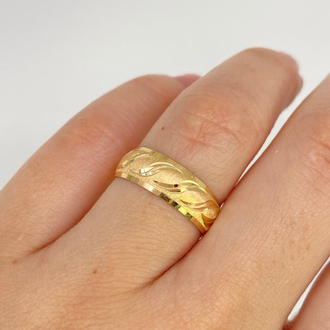 Anillo Argollas Matrimonio Ondas Oro amarillo 18k / Talla 9 3/4 - T 7 / 4,05 Gr *