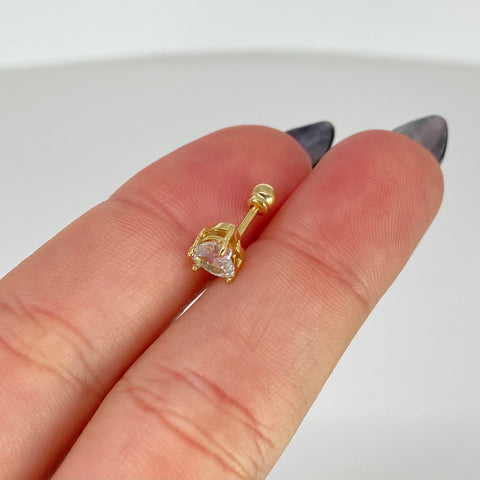 Piercing Circon Corazon / Oro Amarillo 18k (Joya) / 0,73gr / 5.3mm / (Oreja) †