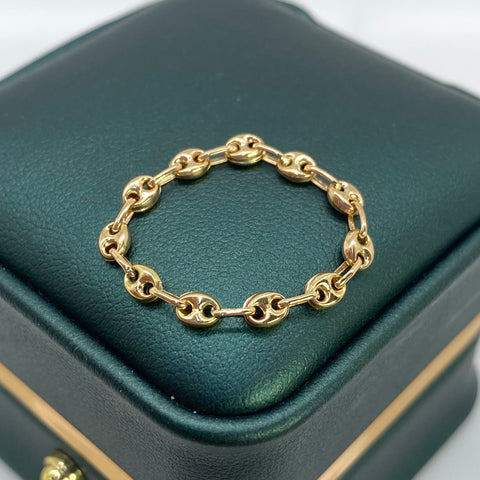 Anillo GC 11 Eslabones  Oro amarillo 18k / Talla 11 1/2 hasta 13 1/2 / 0,80 Gr
