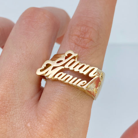 Anillo Nombre Personalizado POR FABRICACION Oro amarillo 18k / Talla 10 1/2 / 14,35 Gr *