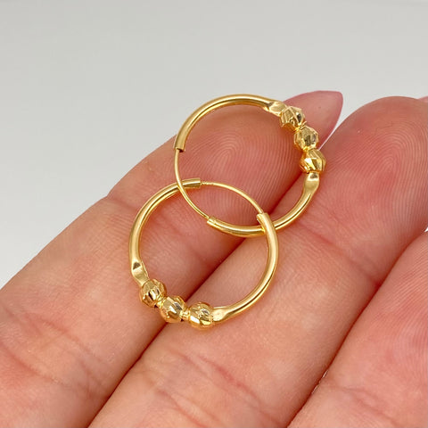 Candongas Imperdibles Bolas Imperdibles 3mm Oro amarillo 18k 1,1 Gr / 1,6 Cm *
