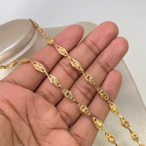 Cadena Rustico Eslabones Hexagonos Diamantados Oro amarillo 13,50 Gr / 6 mm / 60 Cm †