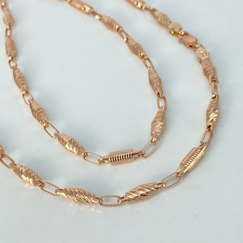 Cadena Rustica Eslabones Diamantados Oro rosa 11,40 Gr / 4,1 mm / 60 Cm