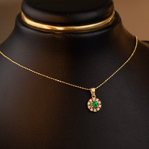 Set Cadena Militar + Dije Flor 17 Pts Esm / 11 Pts Dte Oro amarillo 18k 2,20 Gr / 0,5 mm / 45 Cm