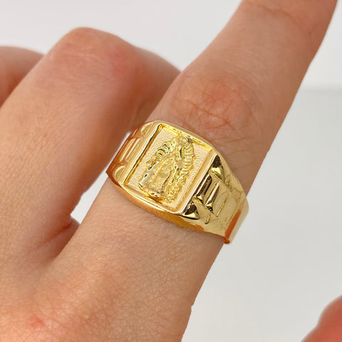 Anillo Sello Virgen Guadalupe Oro amarillo 18k / Talla 11 3/4 / 3,3 Gr