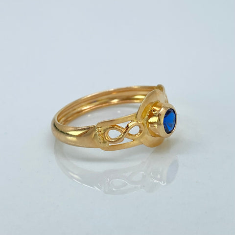 Anillo Circon Azul Infinitos Oro amarillo 18k / Talla 7 / 1,48 Gr