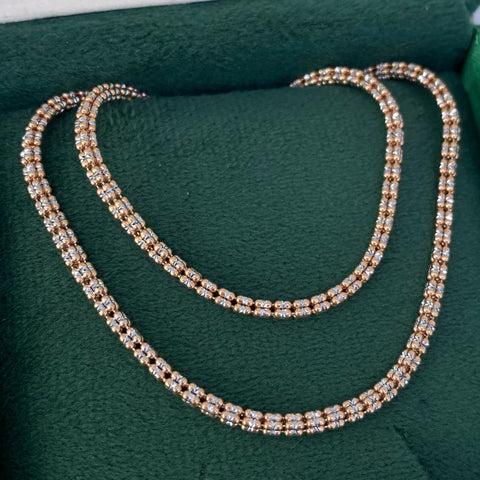 Cadena ● Punto Cuadrado Diamantado Oro blanco y Oro rosa 18k +3 / 14,95 Gr / 2,5 mm / 60 Cm *