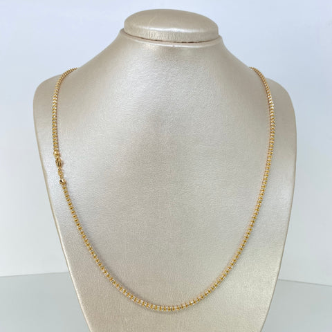 Cadena ● Punto Cuadrado Diamantado Oro amarillo y Oro blanco 18k +3 / 15,65 Gr / 2,4 mm / 60 Cm †