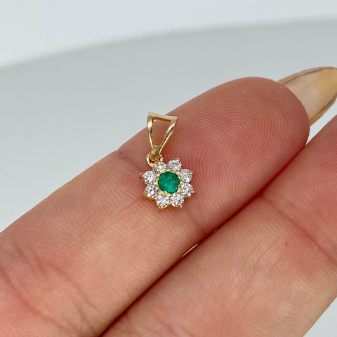 Dije Flor Esmeralda 80PTS Diamantes 80PTS Oro amarillo 0,7 Gr / 1,3 Cm †
