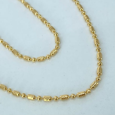 Cadena ● Palito / Bolita Diamantada Oro amarillo 18k +3 / 3,2 Gr / 1,1 mm / 45 Cm †