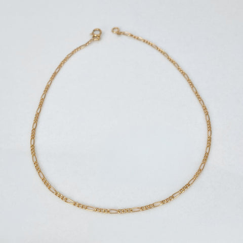Tobillera ● Tres Por Uno 3x1 Oro amarillo 18k +1 / 0,6 Gr / 1,3 mm / 24,8 Cm *