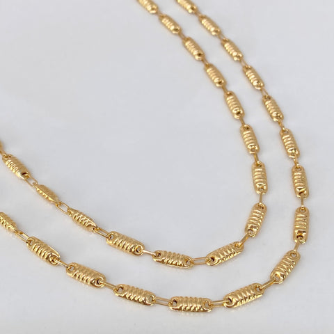 Cadena Rustico Eslabones Diamantados Oro amarillo 18k 7,30 Gr / 3,3 mm / 60 Cm