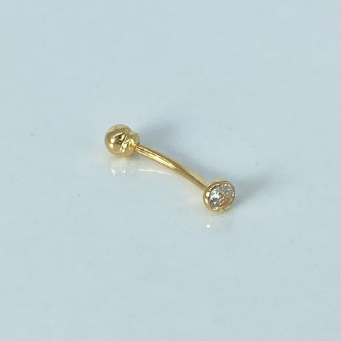 Piercing Circon Blanco / Oro Amarillo 18k (Joya) / 3mm / 0,31gr / 1.5cm / (Ceja) *