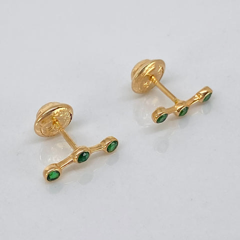 Topos Estela Circones Verdes Oro amarillo 18k 0,7 Gr / 3,3 mm  *