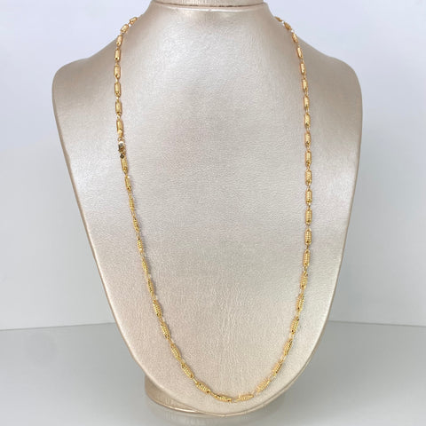 Cadena Rustica Eslabones Diamantados Oro amarillo 6,91 Gr / 3,5 mm / 60 Cm