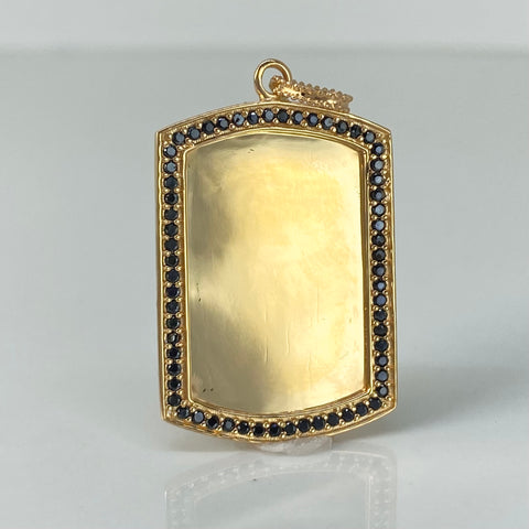 Dije Placa Rectangular Circones Negros Oro amarillo 18k 4,76 Gr / 4,2 Cm