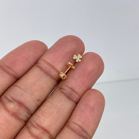 Topos Flor Circones Blancos Oro amarillo 0,9 Gr / 5 mm †