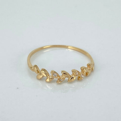 Anillo Espiga Circones Blancos Oro amarillo 18k / Talla 6 1/2 / 0,82 Gr