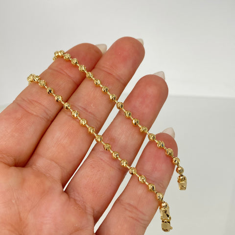 Tobillera Militar Diamantada Oro amarillo 18k 7,18 Gr / 3 mm / 26 Cm *