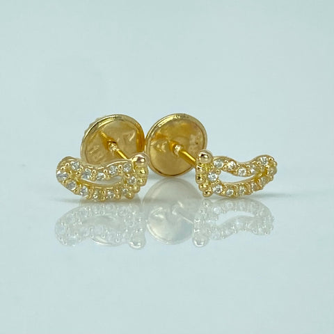 Topos Huella Circones Blancos  Oro amarillo 18k 0,65 Gr / 4 mm *