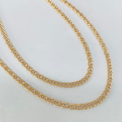 Cadena ● Cubana Doble Oro amarillo 18k 2,6 Gr / 2,5 mm / 45 Cm †