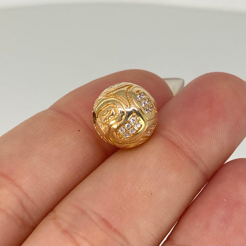 Herraje Bola De Fuego Balon Circones Blancos Oro amarillo 18k 4,3 Gr / 1,1 Cm *