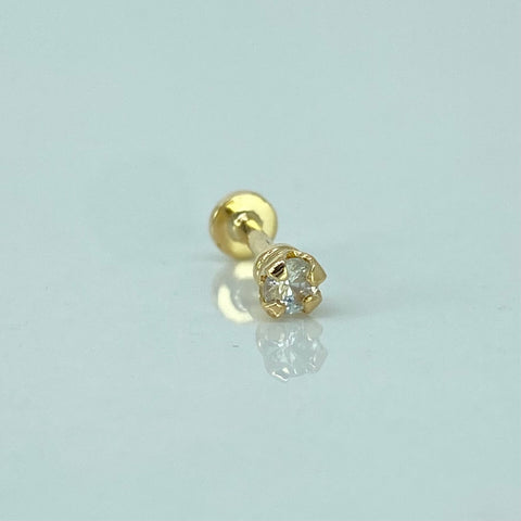 Piercing Circon Blanco 3mm / Oro Amarillo 18k (Joya) / 0,39gr / 1.1cm / (Oreja) *