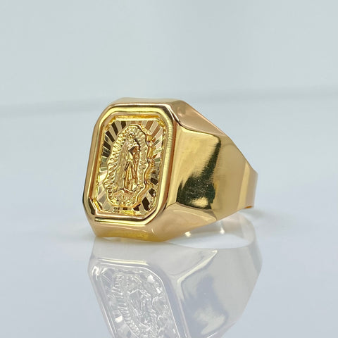 Anillo Contorno Virgen Guadalupe Oro amarillo 18k / Talla 9 1/2 / 3,66 Gr *