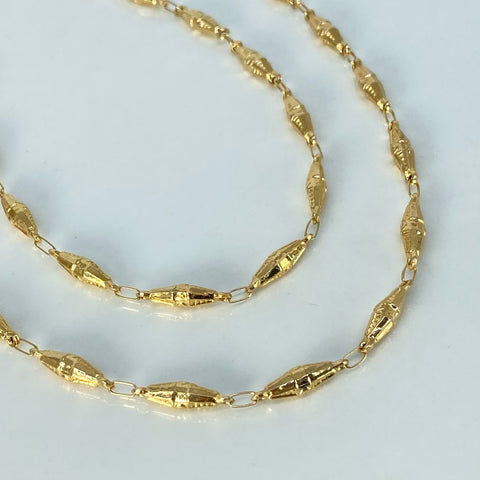 Cadena Rustica Eslabones Rombos Diamantados Oro amarillo 6,57 Gr / 4 mm / 60 Cm
