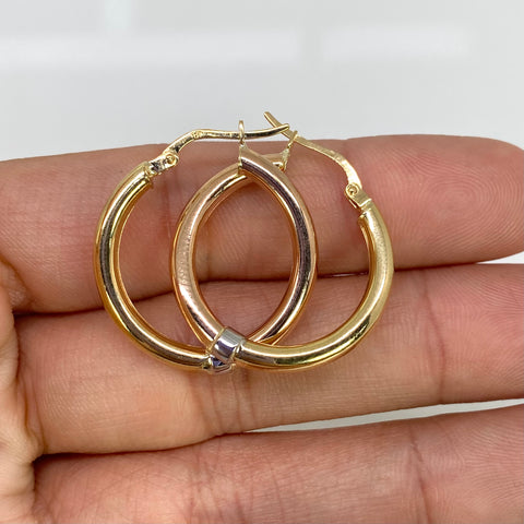 Candongas Lisas / Redondas Tres oros 18k 3,16 Gr / 3 Cm †