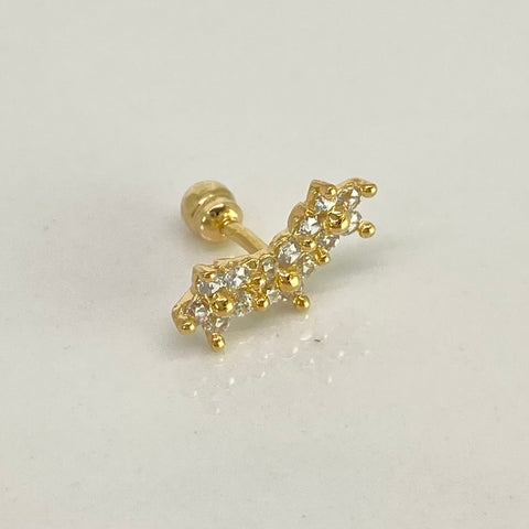 Piercing Flores Circones Blancos / Oro Amarillo 18k (Joya) / 0,7gr / 6.5mm / (Oreja) *