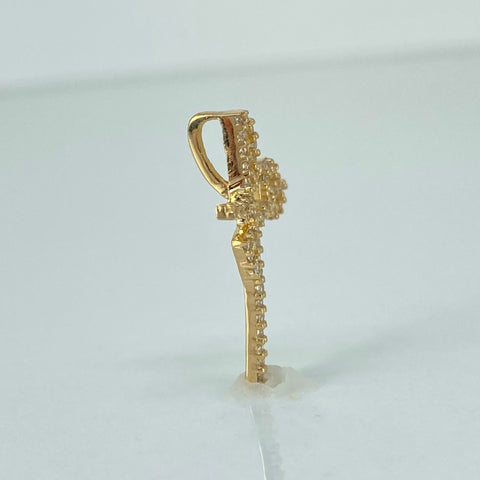 Dije FE Circones Blancos Oro amarillo 18k 1,45 Gr / 2,4 Cm