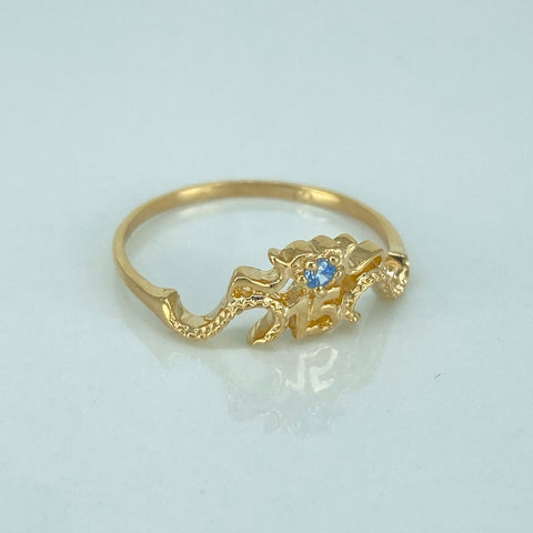 Anillo 15 Años Circon Celeste Oro amarillo 18k / Talla 6 / 1,5 Gr